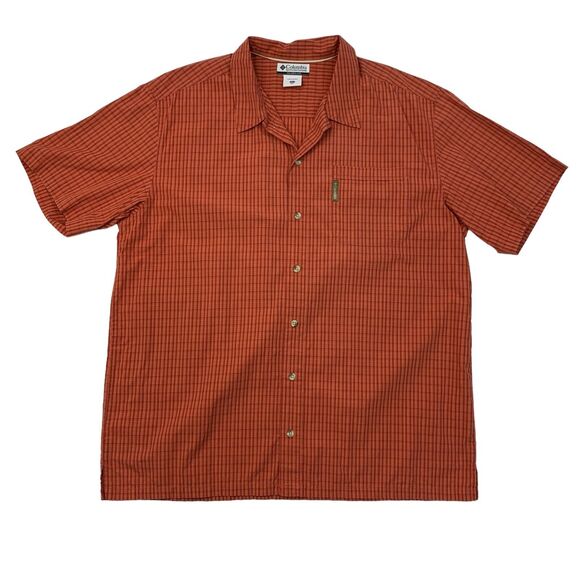 Columbia Shirt Mens XL Extra Large Red Yellow Plaid Cotton Button Up Collared - Picture 1 of 12